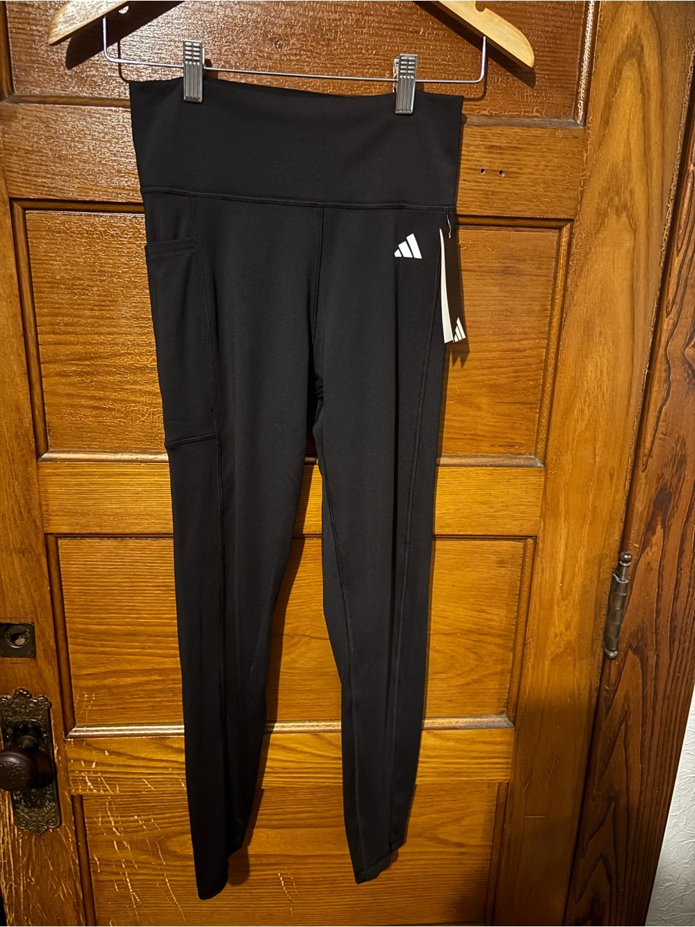 adidas Black High-Waist Girls' Performance Leggings with Side Pockets